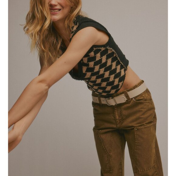 FREE PEOPLE Lola Top / Black + Tan Combo - Picture 7 of 8